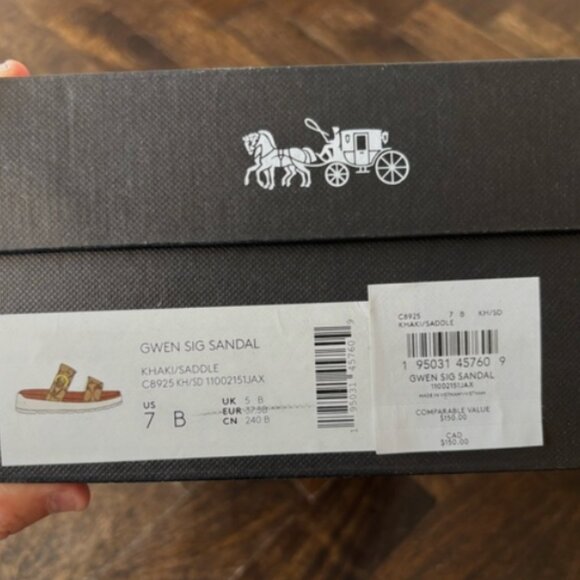 COAH Allanah Sandal In Signature Canvas, Women US 7B, Khaki plateforme sandles - Picture 11 of 11